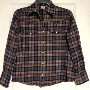 Carhartt Women's Purple and Burgundy Plaid Button-Down Shirt